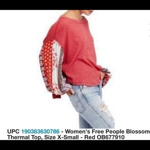 Free People Cherry Red Combo Shirt - New W/Tags